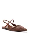 Alexandre Birman Tita Raffia Slingback Flats In Chocolate