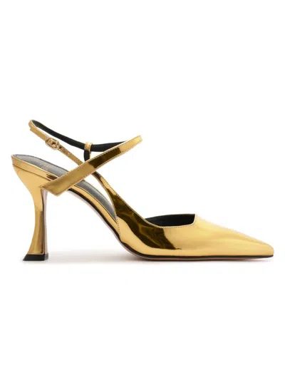 Alexandre Birman Women's Tita Wrap 85mm Patent Leather Pumps In Gold