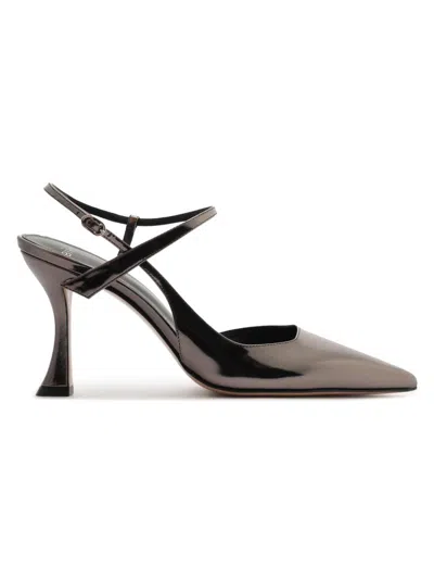 Alexandre Birman 85mm Tita Wrap Metallic Leather Pumps In Black