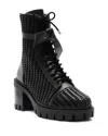 Alexandre Birman Tresse Leather Combat Boots In Black