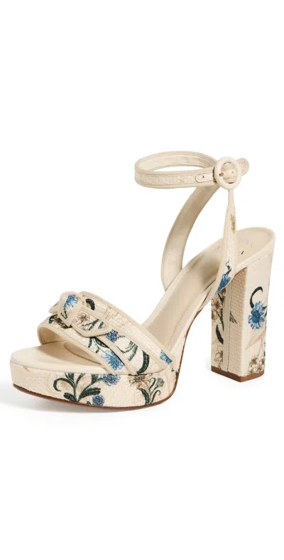 Alexandre Birman 120mm Floral Grosgrain Raffia Platform Sandals In Multi