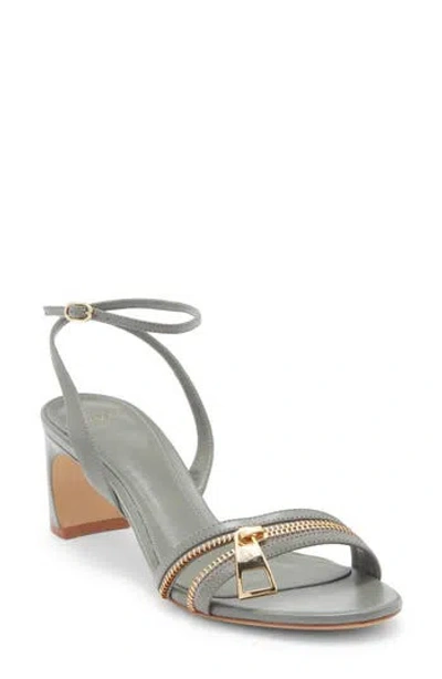 Alexandre Birman Zipper Ankle Strap Sandal In Gray