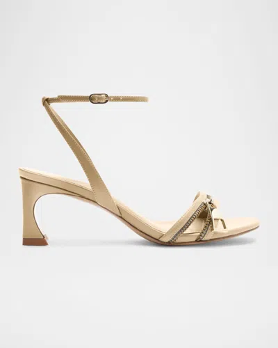 ALEXANDRE BIRMAN ZOE LEATHER ZIPPER ANKLE-STRAP SANDALS