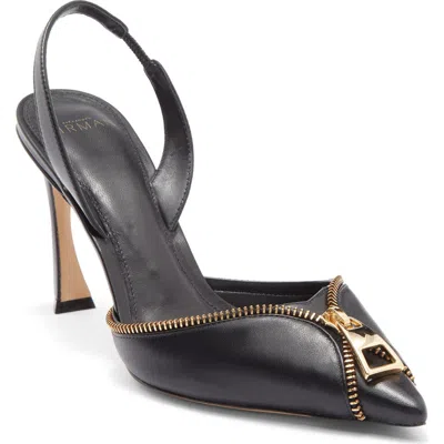 Alexandre Birman Zoe Zipper Pointed Toe Pump In Black