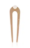 Alexandre De Paris Acetate Pearl Fork Pin In White