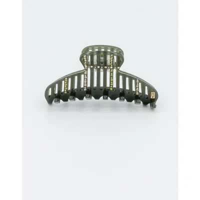 Alexandre De Paris Alligator Acetate And Strass Hair Clip In Green