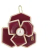 Alexandre De Paris Art Deco Camelia Flower Hair Acetate Side Barette In Burgundy