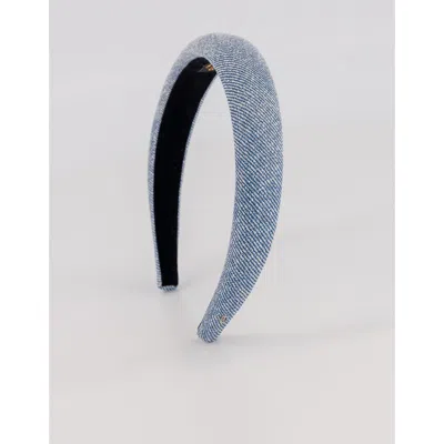 Alexandre De Paris Aurore Boreales Washed Denim Leather Headband In Blue