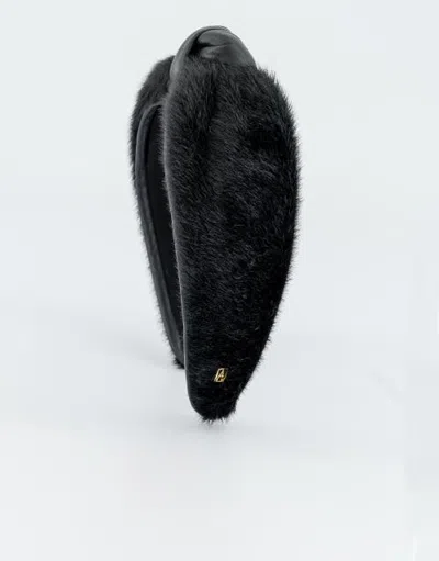 Alexandre De Paris Blizzard Faux Fur And Leather Headband In Black