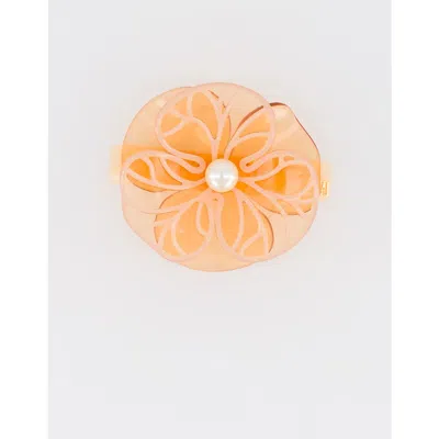 Alexandre De Paris Boheme Camelia Acetate Hair Barette In Orange