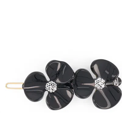 Alexandre De Paris Camelia Acetate Side Barette In Gray