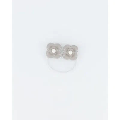 Alexandre De Paris Camelia Graphique Hair Tie In White