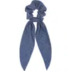 Alexandre De Paris Chambray Bow Scrunchie In Blue