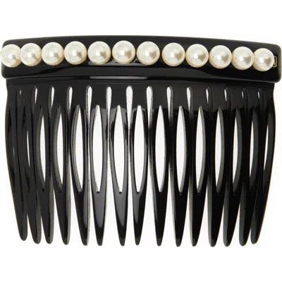 Alexandre De Paris Faux Pearl Hair Comb In Black