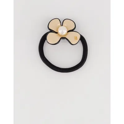 Alexandre De Paris Gambetta Flower Pearl Acetate Hair Tie In Black