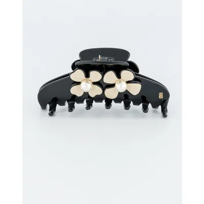 Alexandre De Paris Gambetta Pearl Camelia Hair Clip In Black