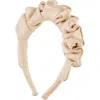 Alexandre De Paris Gathered Satin Headband In Beige