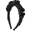 Alexandre De Paris Gathered Satin Headband In Black