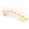 Alexandre De Paris Imitation Pearl Barrette In Beige