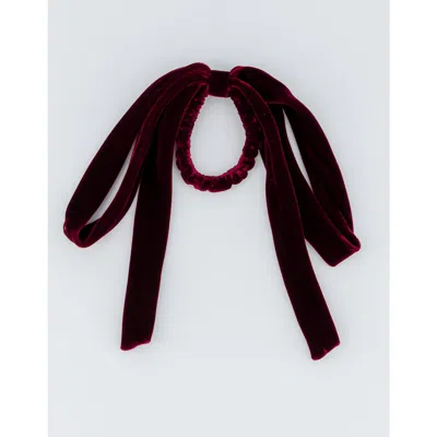 Alexandre De Paris Isild Velvet Ribbon Hair Tie In Burgundy