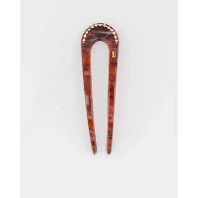 Alexandre De Paris Jaspee Acetate And Strass Hair Pin In Brown