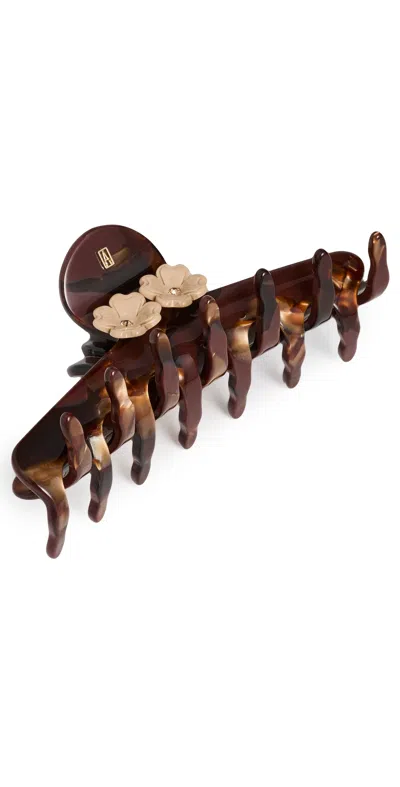 Alexandre De Paris Large Flower Clip Maroon In Burgundy