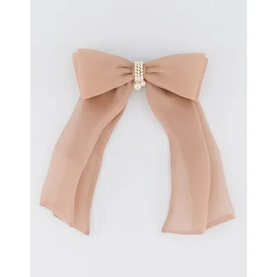 Alexandre De Paris Organza Silk Bow Barette In Pink
