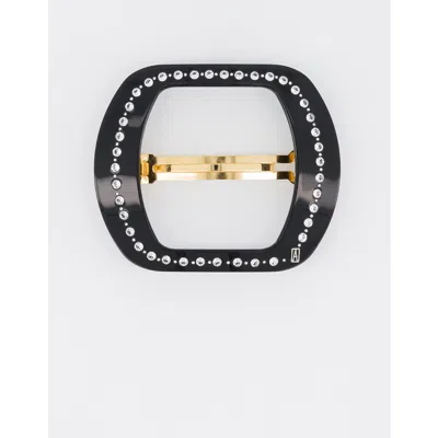 Alexandre De Paris Palais Royal Strass Hollow Acetate Barrette In Black