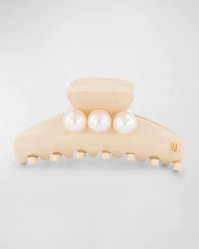 Alexandre De Paris Pearly-trio Acetate Claw Clip In Beige