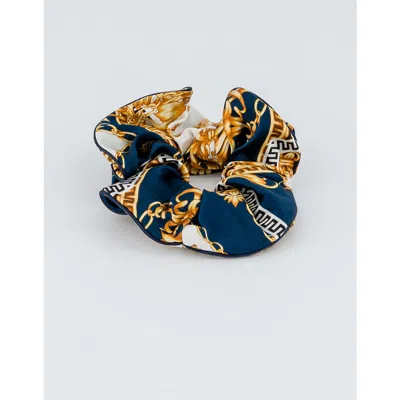 Alexandre De Paris Printed Silk Scrunchie In Blue