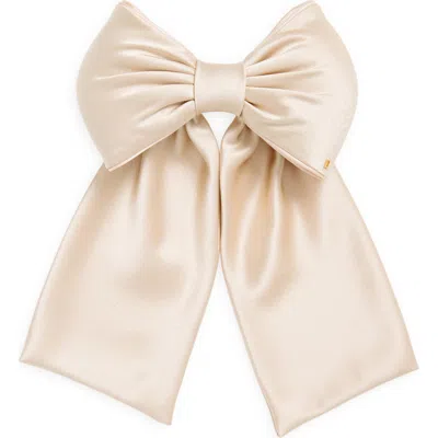 Alexandre De Paris Satin Bow Barrette In Beige