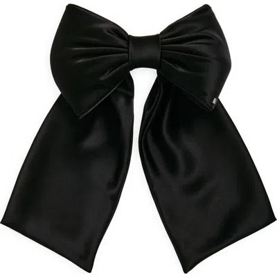 Alexandre De Paris Satin Bow Barrette In Black