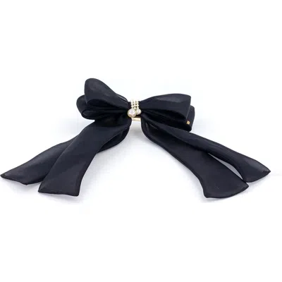 Alexandre De Paris Silk Bow Barrette In Black