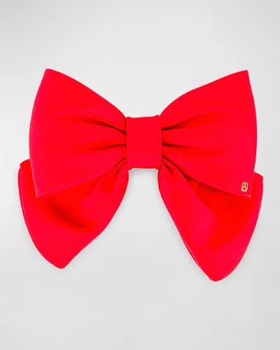 Alexandre De Paris Silk Bow Barrette In Red