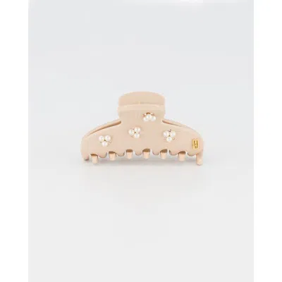 Alexandre De Paris Small Pearls And Crystals Acetate Hair Clip In Red