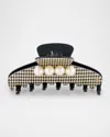 Alexandre De Paris Faux Pearl Hair Clip In Black/yellow