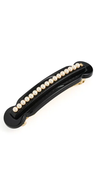 Alexandre De Paris Swarovski Pearl Barrette Black