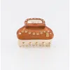 Alexandre De Paris Vendome Crystal Small Hair Clip In Brown