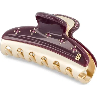 Alexandre De Paris Vendrome Crystal Hair Clip In Burgundy