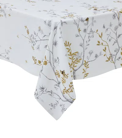 Alexandre Turpault Linen Botanical Tablecloth In White