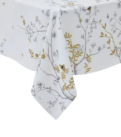 Alexandre Turpault Linen Botanical Tablecloth In White