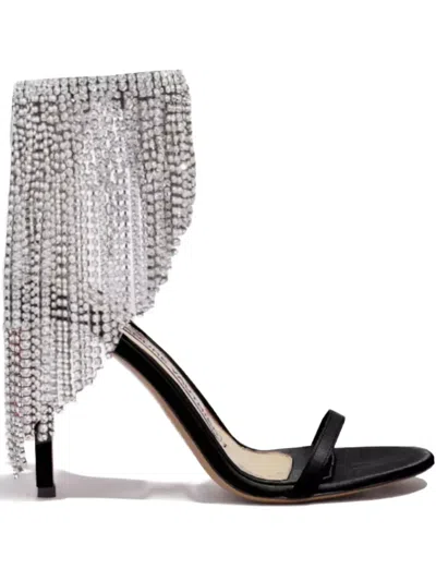 Alexandre Vauthier 105mm Crystal Drapery Satin Sandals In Black