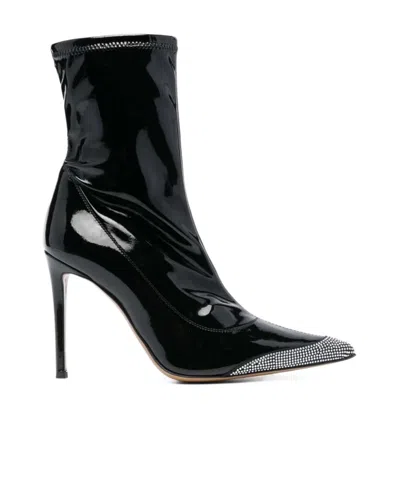 ALEXANDRE VAUTHIER 105MM CRYSTAL-EMBELLISHED PATENT-LEATHER BOOTS