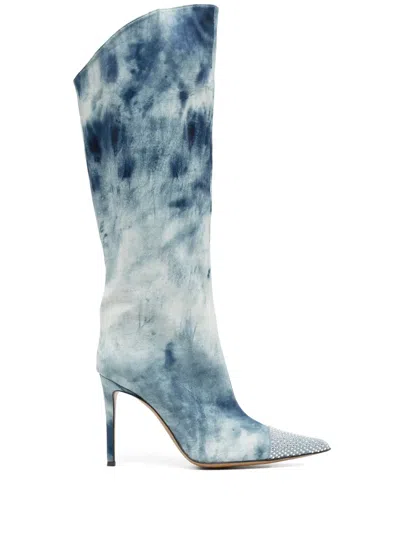 ALEXANDRE VAUTHIER 105MM SNOW-PRINTED DENIM BOOTS