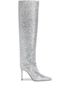 Alexandre Vauthier 90mm Viola Glittered Boots In Silver