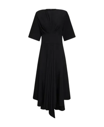 Alexandre Vauthier A Shiny Plain Knitted Medium-length Dress In Black