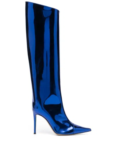 Alexandre Vauthier 105mm Iridescent Knee-length Boots In Blue