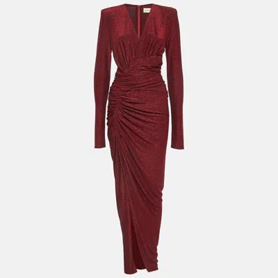 Pre-owned Alexandre Vauthier Alexander Vautheir Red Lurex Knit Ruched Dress M