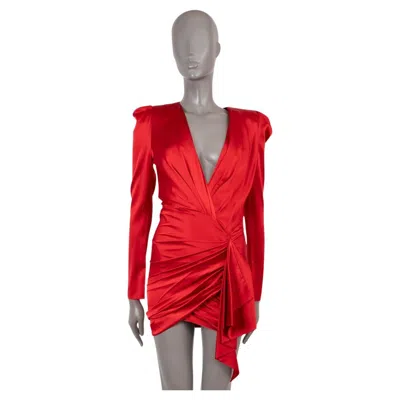 Pre-owned Alexandre Vauthier Alexander Vauthier Red Silk 2019 Asymmetric Satin Mini Dress 38 S