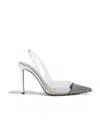 Alexandre Vauthier Amber Crystal-embellished Slingback Pumps In White